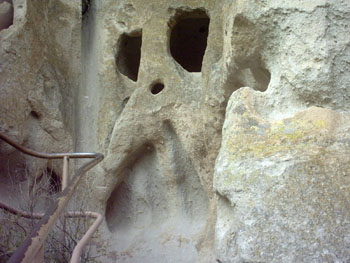 2005 - Part 1 - The Road to Alaska - 06 Cave Dwellings closeup Bandilier NM