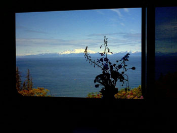 2005 - Part 3 - Alaska Phase II - 44 Looking out the window at Cook Inlet at the pullout