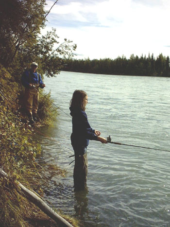 2005 - Part 3 - Alaska Phase II - 60 Robyn fishing for Salmon in the Kenai River AK