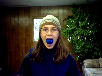 2005 - Part 4 - Back in the Lower 48 - 16 Robyn with giant gumball in mouth